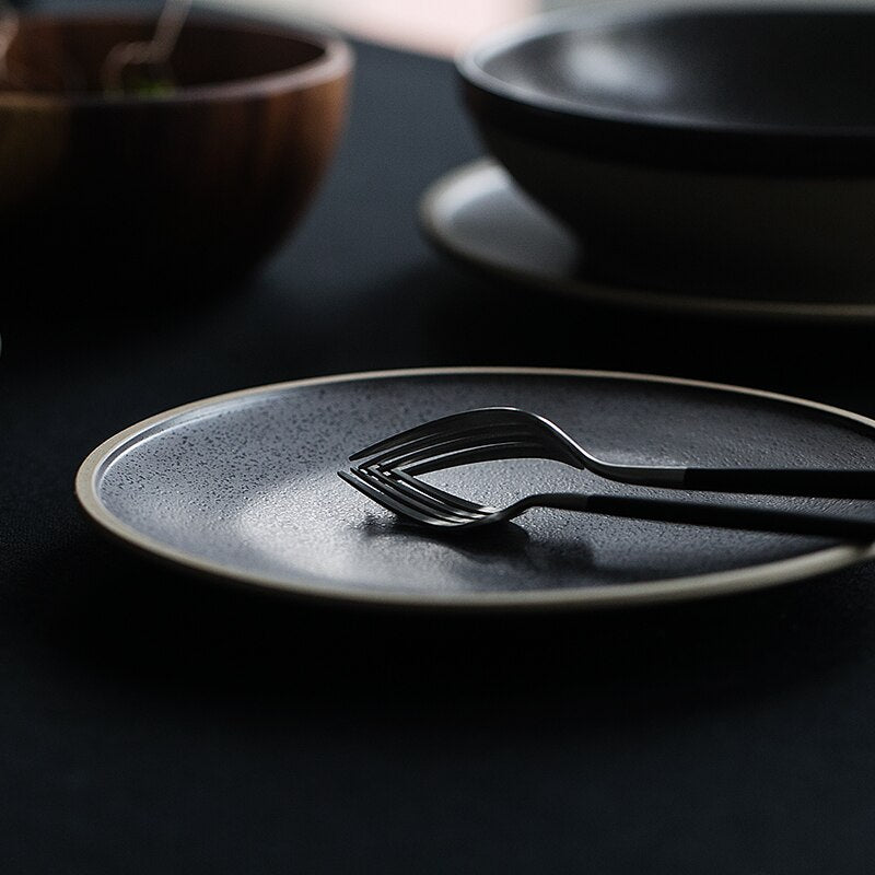 Elevate your table setting with the Charcoal Charms Dinner Plate – a captivating addition to the best dinnerware set in Australia. This versatile piece complements your dining ware, featuring a mesmerizing charcoal design that adds contemporary elegance. Perfect for serving dishes, this black dinnerware set blends style and functionality seamlessly. Indulge in the charm of Charcoal Charms for a dining experience to remember.