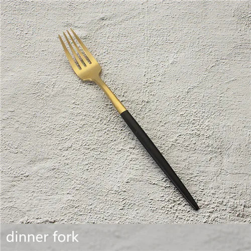 Elevate your dining experience with our Gold Cutlery Set – the epitome of sophistication and style. This flatware set, one of the best flatware sets in Australia, seamlessly combines the timeless allure of gold with sleek black accents. Crafted with precision, it adds a touch of glamour to any meal, making it a perfect choice for both everyday dining and special occasions. Upgrade your dining aesthetic with the finest gold cutlery set, enhancing every meal in style. Black and Gold dinner Fork