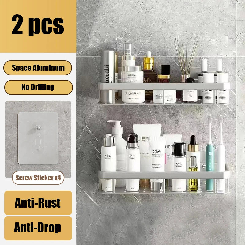 A sleek and functional bathroom shelf with multiple tiers for storing toiletries and essentials. Made from durable materials for longevity in humid environments. Easy to install and space-saving, ideal for organizing any bathroom.