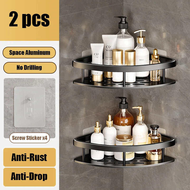 A sleek and functional bathroom shelf with multiple tiers for storing toiletries and essentials. Made from durable materials for longevity in humid environments. Easy to install and space-saving, ideal for organizing any bathroom.