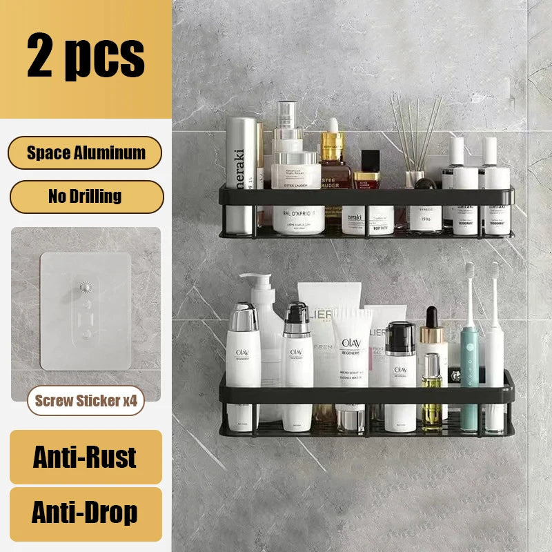 A sleek and functional bathroom shelf with multiple tiers for storing toiletries and essentials. Made from durable materials for longevity in humid environments. Easy to install and space-saving, ideal for organizing any bathroom.