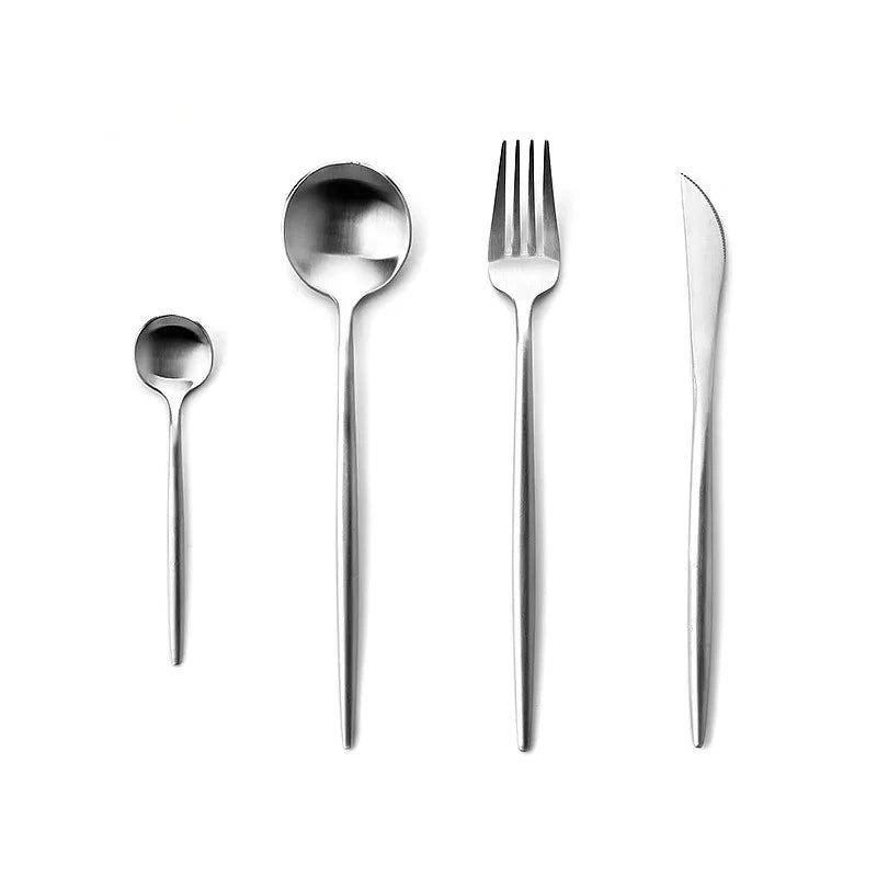 Elevate your dining experience with our silverware Set – the epitome of sophistication and style. This flatware set, one of the best flatware sets in Australia, seamlessly combines the timeless allure of gold with sleek black accents. Crafted with precision, it adds a touch of glamour to any meal, making it a perfect choice for both everyday dining and special occasions. Upgrade your dining aesthetic with the finest gold cutlery set, enhancing every meal in style.