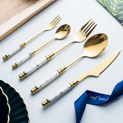 Vintage Style Marble Cutlery Set