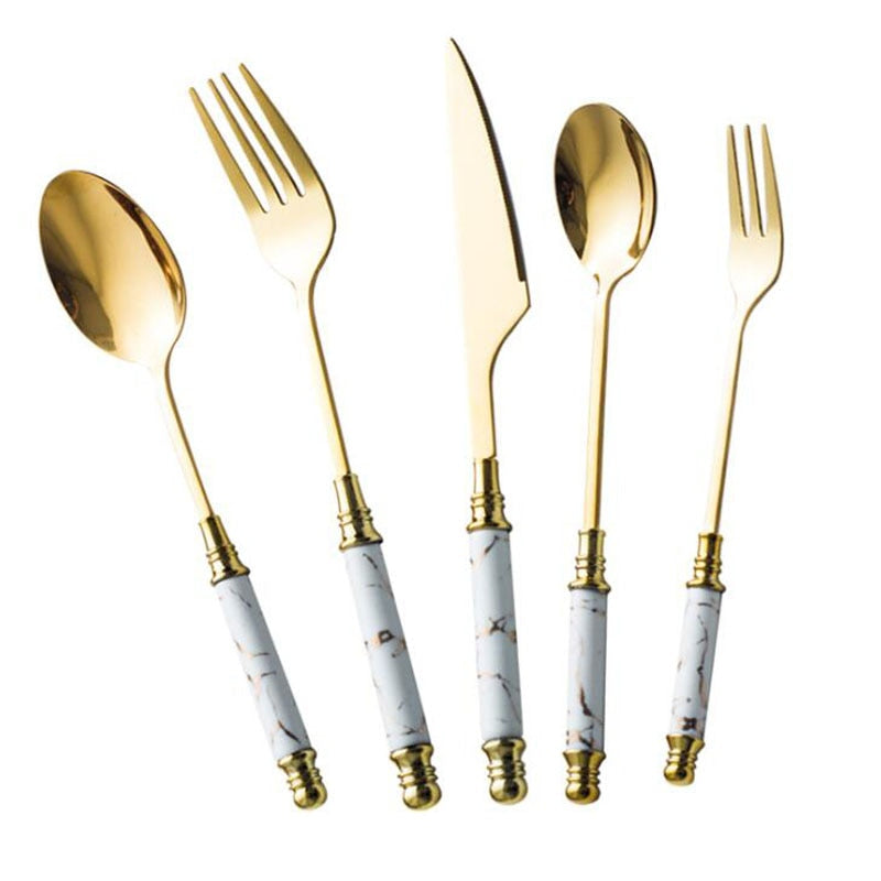 Vintage Style Marble Cutlery Set