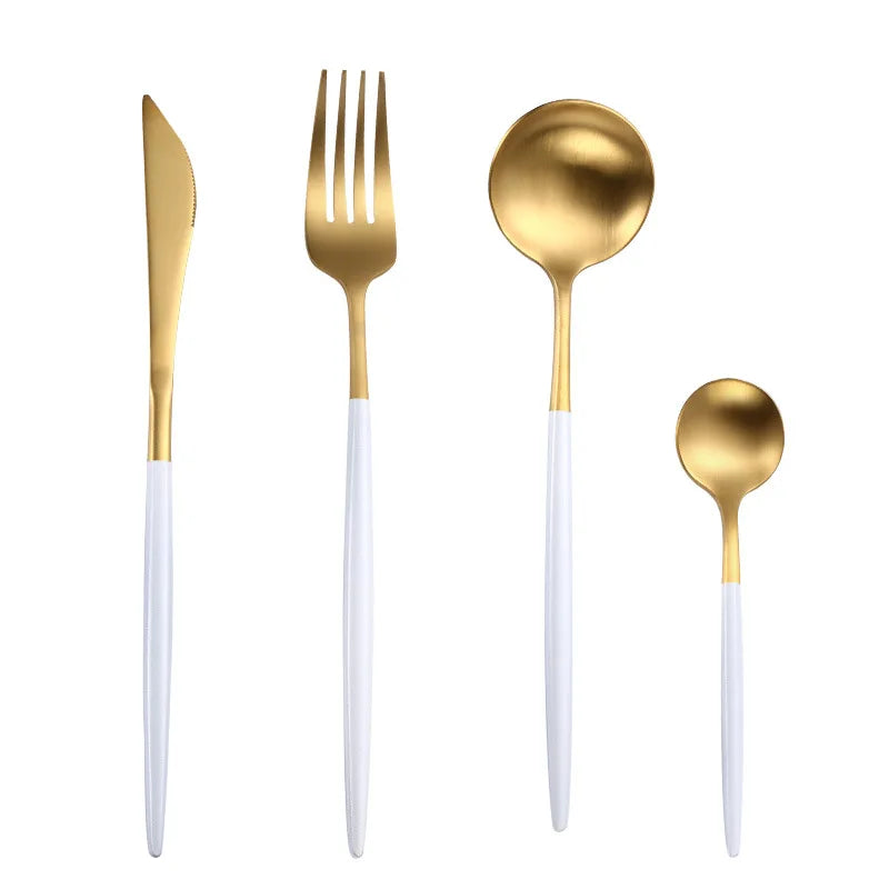 Elevate your dining experience with our Gold cutlery Set – the epitome of sophistication and style. This flatware set, one of the best flatware sets in Australia, seamlessly combines the timeless allure of gold with sleek black accents. Crafted with precision, it adds a touch of glamour to any meal, making it a perfect choice for both everyday dining and special occasions. Upgrade your dining aesthetic with the finest gold cutlery set, enhancing every meal in style.