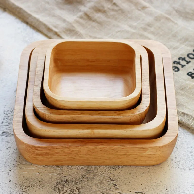 Square Log-Wooden Dish