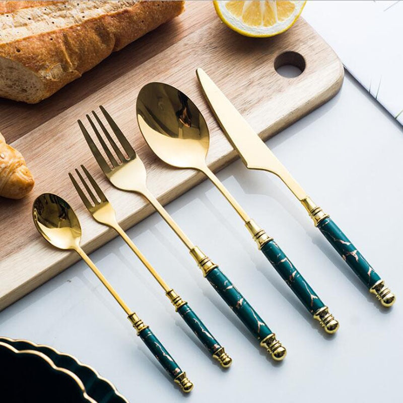 Vintage Style Marble Cutlery Set