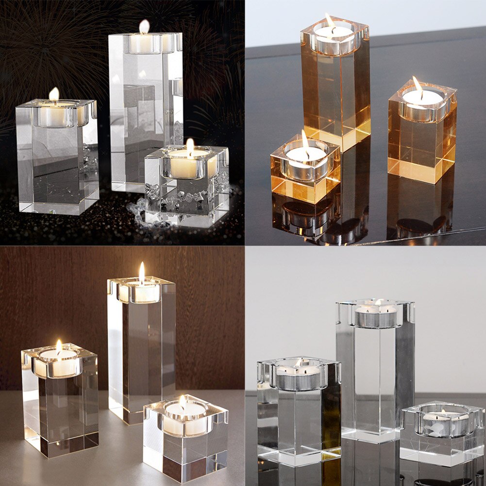 Crystal Square Glass Candle Holder