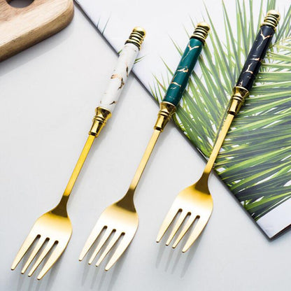 Vintage Style Marble Cutlery Set