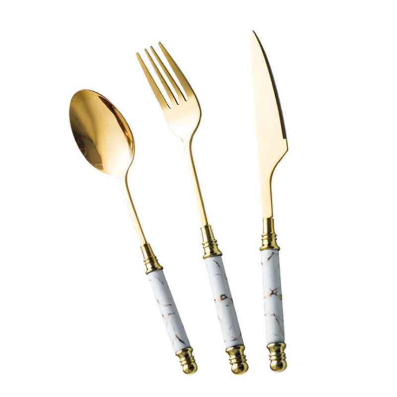 Vintage Style Marble Cutlery Set