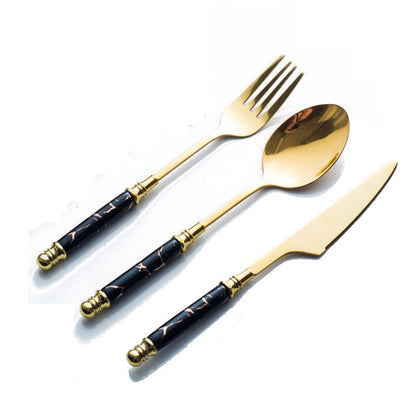 Vintage Style Marble Cutlery Set