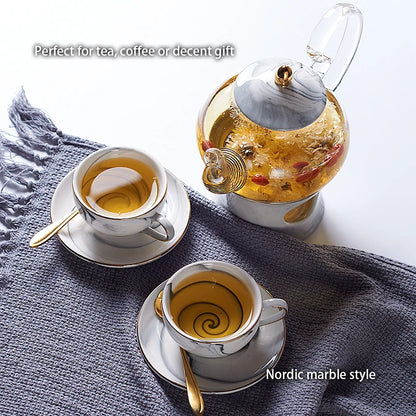 Nordic Marbling Porcelain Tea Set