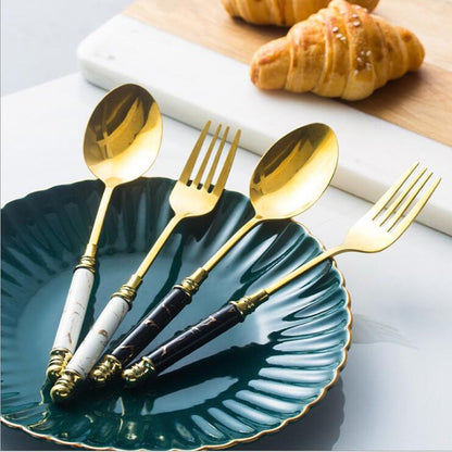 Vintage Style Marble Cutlery Set