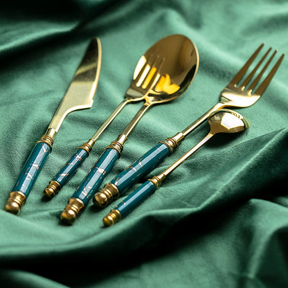 Vintage Style Marble Cutlery Set