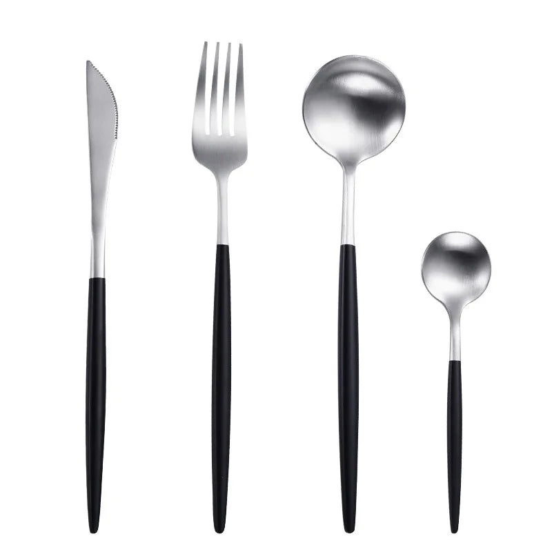 Elevate your dining experience with our silverware Set – the epitome of sophistication and style. This flatware set, one of the best flatware sets in Australia, seamlessly combines the timeless allure of gold with sleek black accents. Crafted with precision, it adds a touch of glamour to any meal, making it a perfect choice for both everyday dining and special occasions. Upgrade your dining aesthetic with the finest gold cutlery set, enhancing every meal in style.