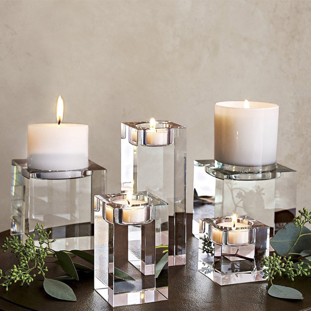 Crystal Square Glass Candle Holder