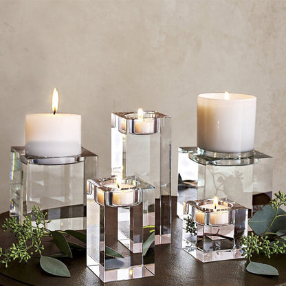 Crystal Square Glass Candle Holder