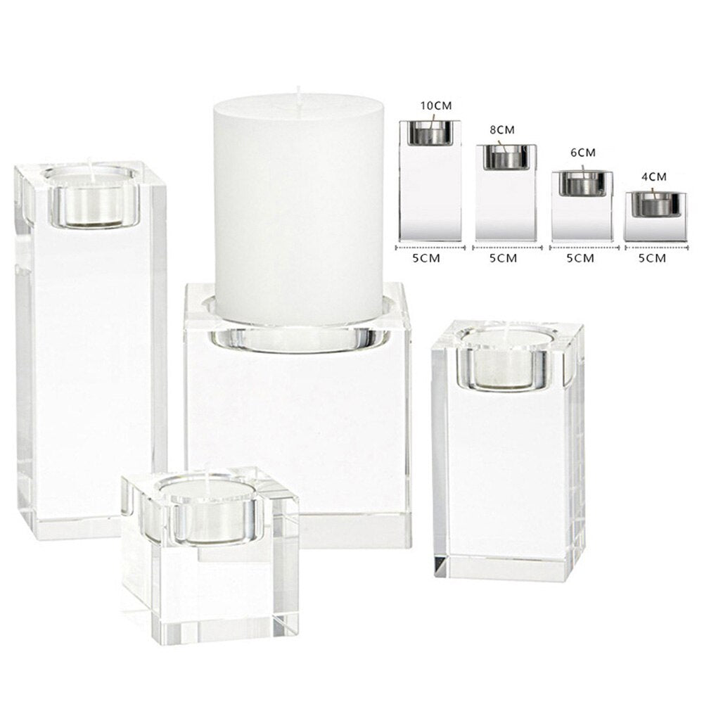 Crystal Square Glass Candle Holder