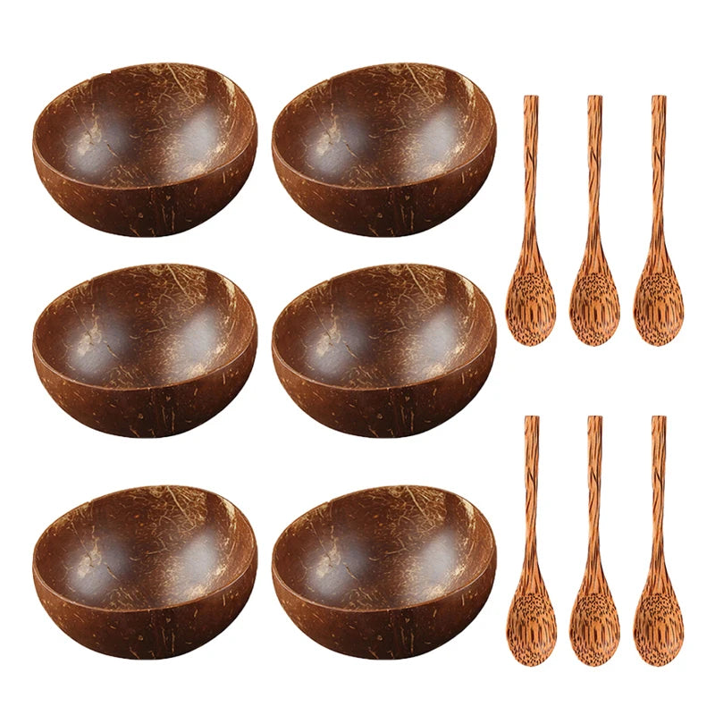 CocoCraft Tableware Set made from sustainable bamboo, including bowls and spoons, ideal for eco-conscious dining with natural aesthetic appeal.