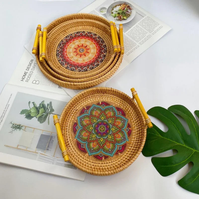 Handwoven Rattan Serving Tray