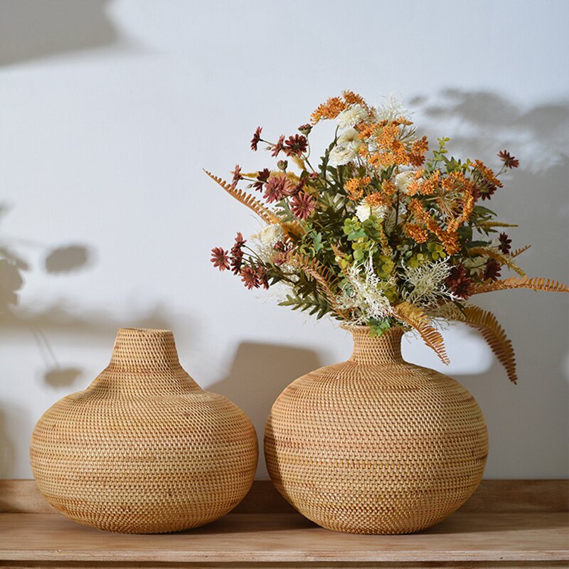 Hand-Woven Rattan Vase