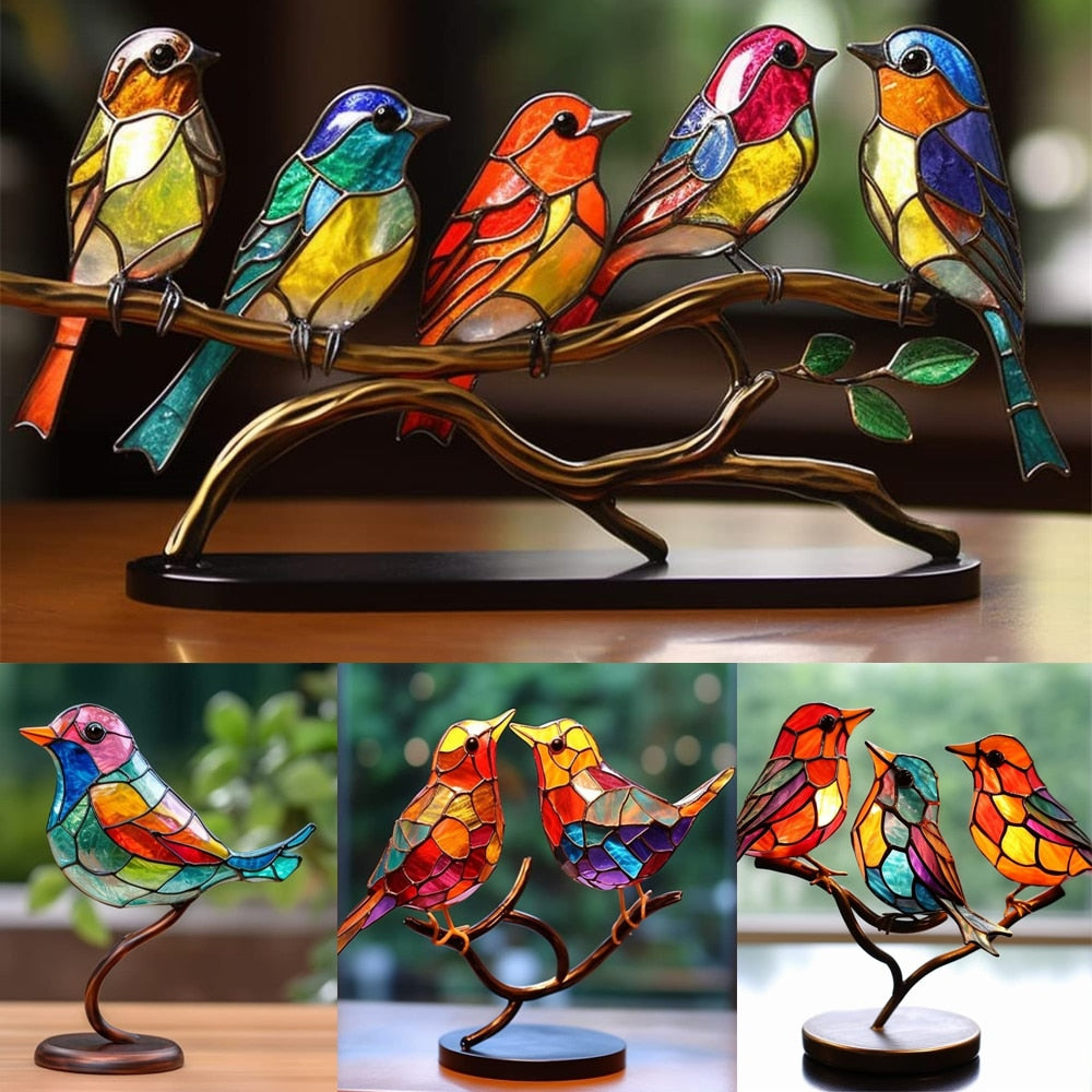 Colorful Glass Birds Decoration