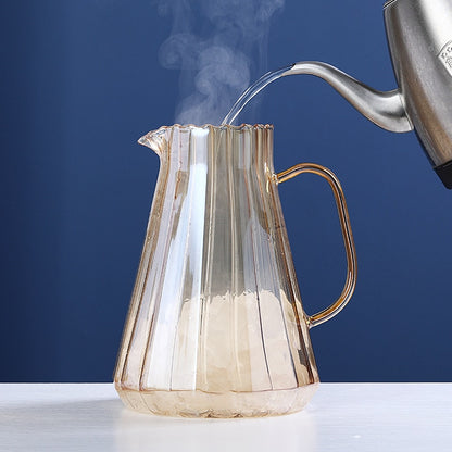 Amber Glass Kettle and Cups Set: Elevate your beverage experience with this stylish glass set, featuring a transparent kettle for a captivating view and matching cups, crafted from high-quality amber glass for a perfect blend of aesthetics and functionality in Sydney.