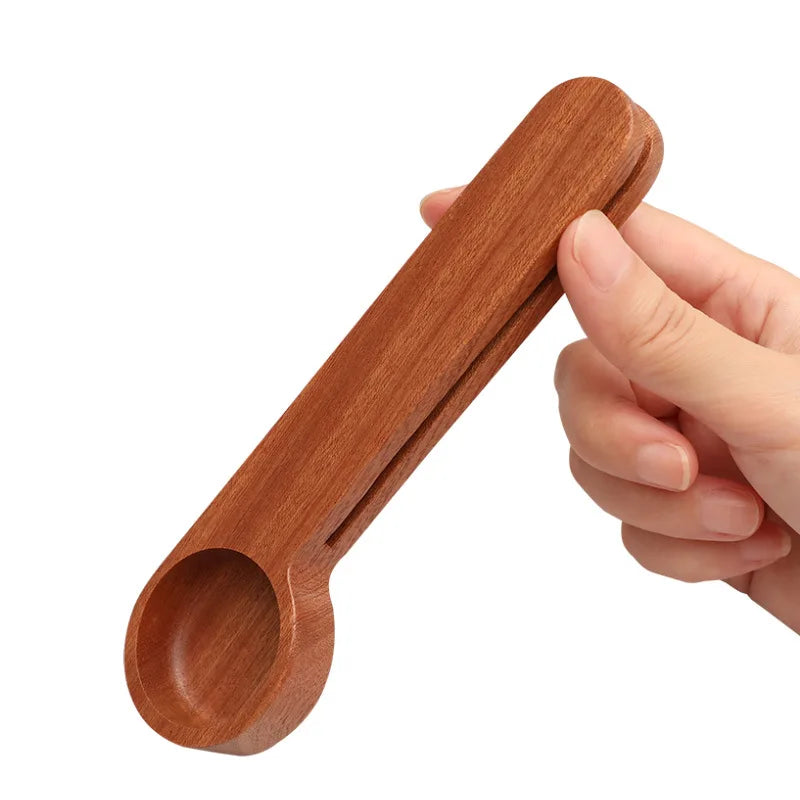 Dual-Use Wooden Measuring  Spoon and Sealing Clip