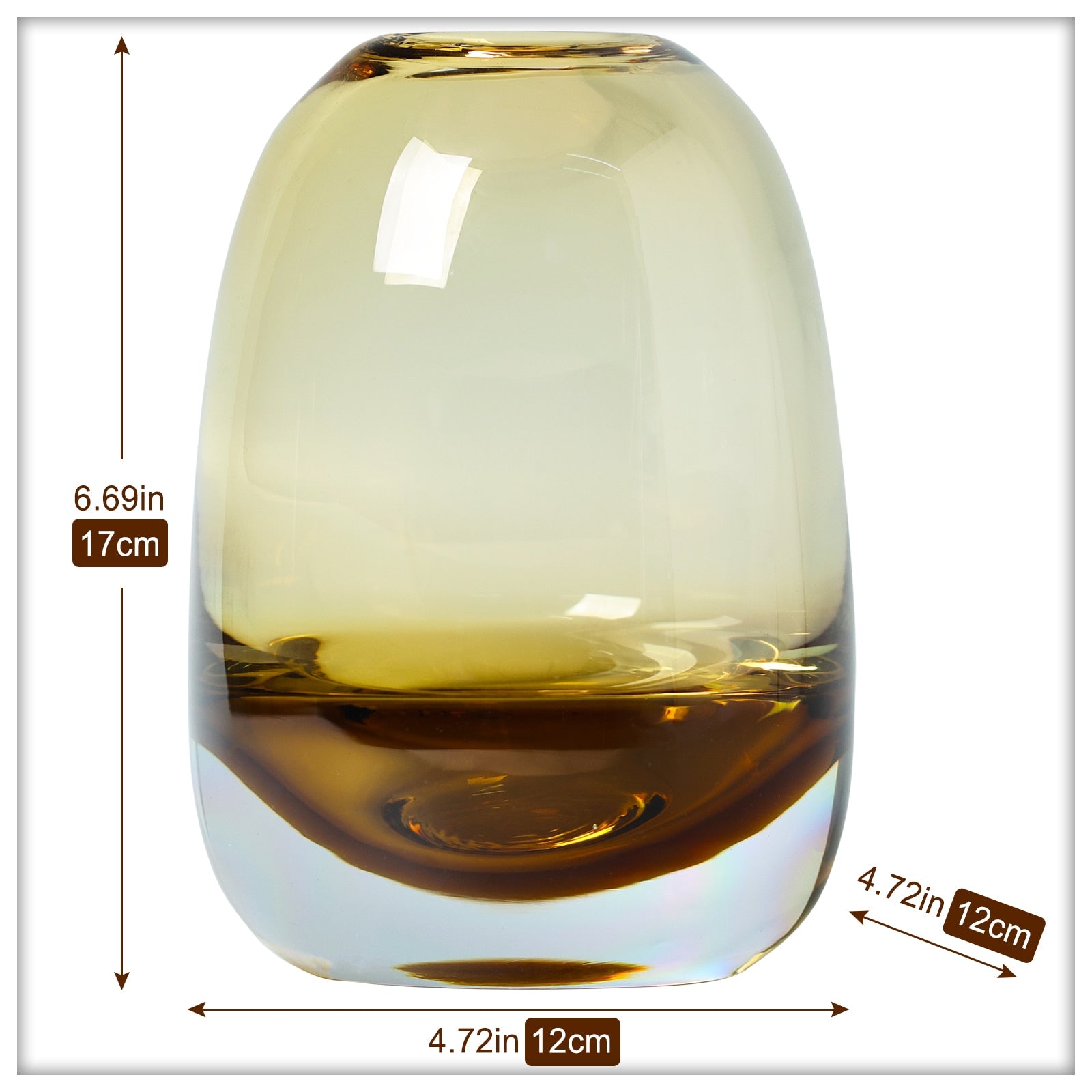 A stylish Amber Round Glass Vase, the best home decor in Australia, perfect for enhancing your living space with its elegant design and warm amber hue. Ideal for home decoration enthusiasts seeking a touch of sophistication in their interior styling.