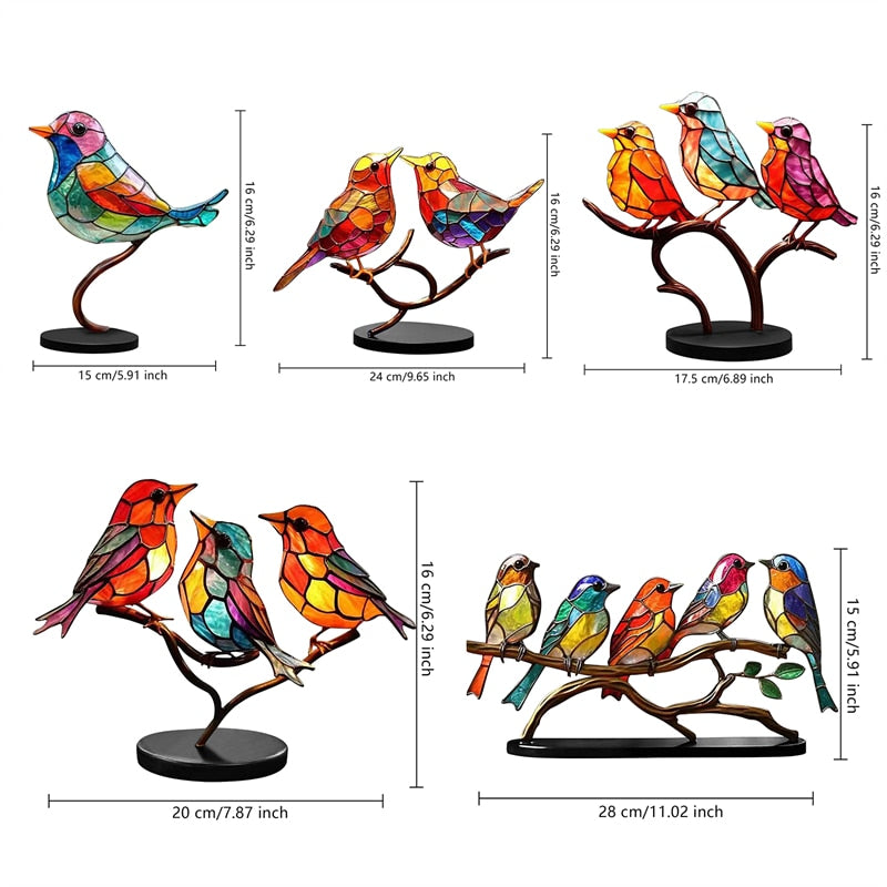 Colorful Glass Birds Decoration