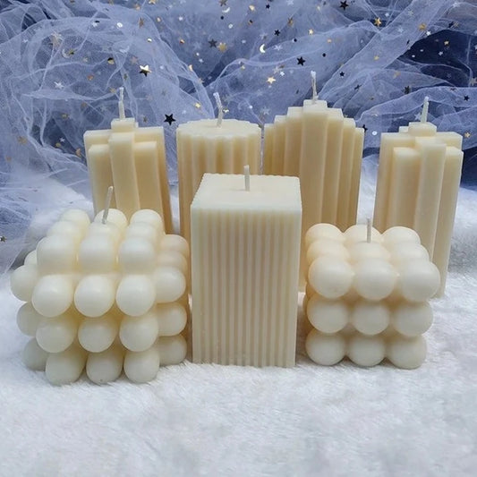  A collection of beautifully crafted candles in various shapes, sizes, and colors. Each candle features a smooth, elegant design with a steady flame, creating a warm and inviting ambiance. Perfect for setting a relaxing mood, enhancing home decor, or giving as thoughtful gifts.