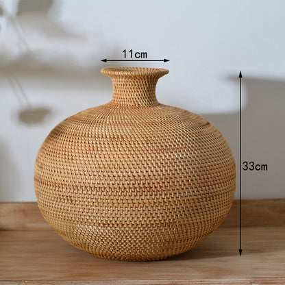 Hand-Woven Rattan Vase