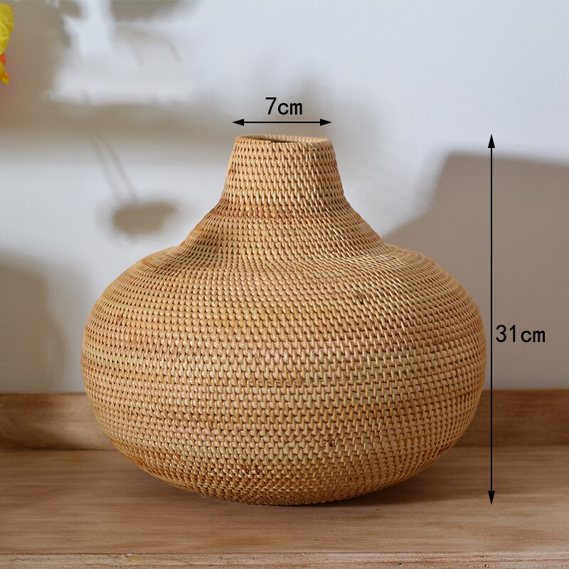 Hand-Woven Rattan Vase