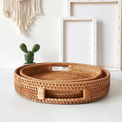 Handwoven Rattan Serving Tray