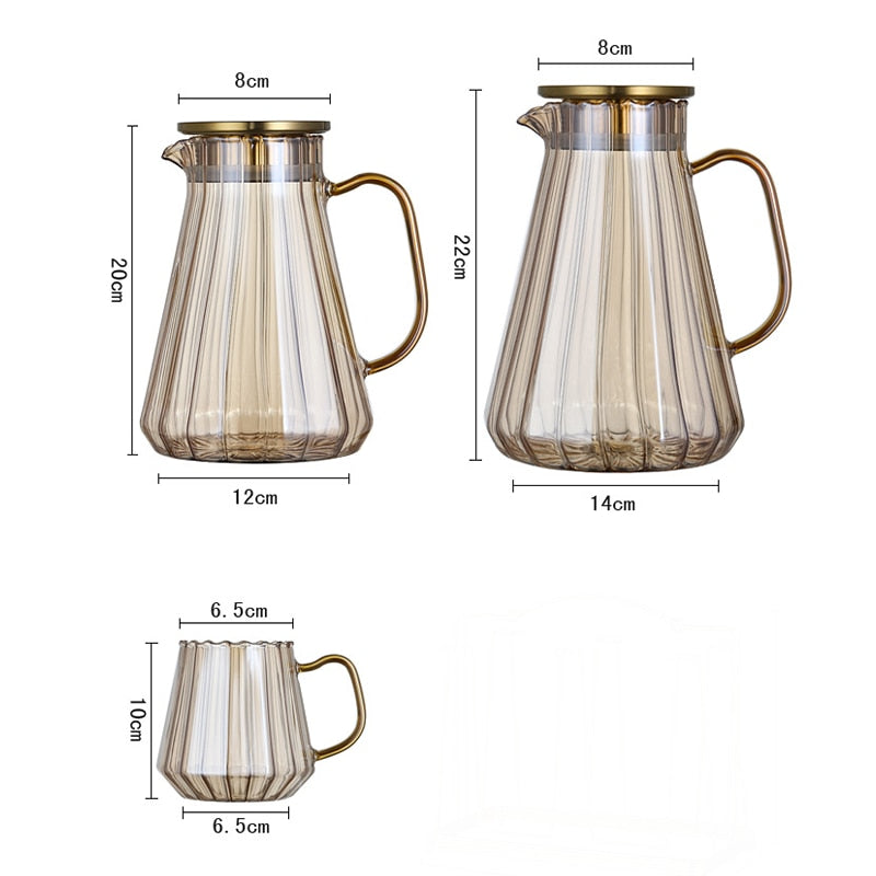 Amber Glass Kettle and Cups Set: Elevate your beverage experience with this stylish glass set, featuring a transparent kettle for a captivating view and matching cups, crafted from high-quality amber glass for a perfect blend of aesthetics and functionality in Sydney.