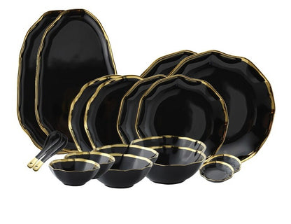 Introducing our Dinnerware Elegance Set, a modern and sleek collection in classic black. This stylish ensemble includes plates and bowls, complete with flatware and serving dishes, elevating your dining experience. The deep black hue adds drama to your table, making it perfect for both casual and formal occasions. Upgrade your table setting with the sophistication of the Dinnerware Elegance Set – where style meets practicality. Black dinnerware set in Australia