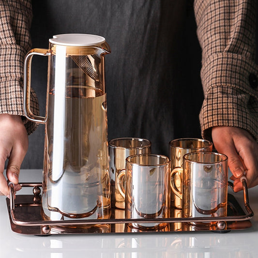 Amber Glass Jug with Cups: Elevate your beverage service with this stylish glassware set, featuring a sleek jug and complementary cups in high-quality amber glass for a perfect blend of elegance and functionality in Sydney.