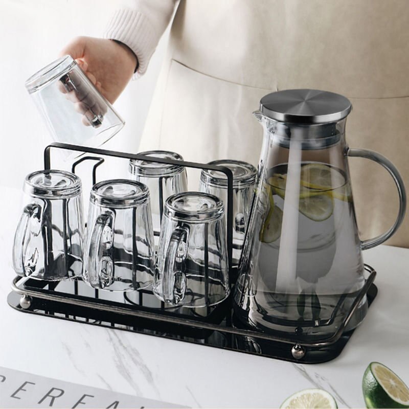 Sleek Grey Glass Beverage Set