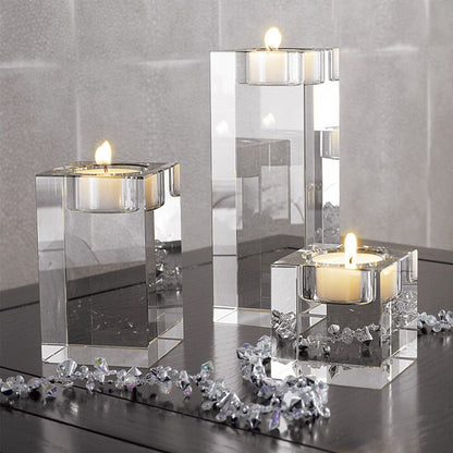 Crystal Square Glass Candle Holder