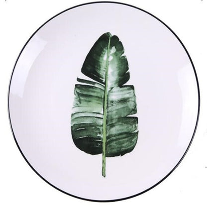 Leafy Elegance Ceramic Platter