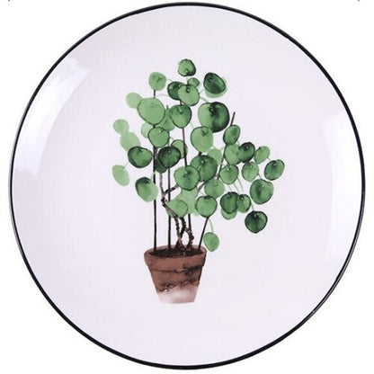 Leafy Elegance Ceramic Platter