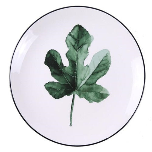 Leafy Elegance Ceramic Platter