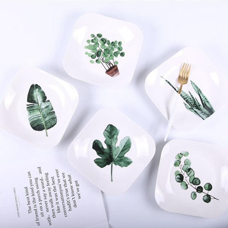 Leafy Elegance Ceramic Platter