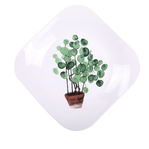 Leafy Elegance Ceramic Platter