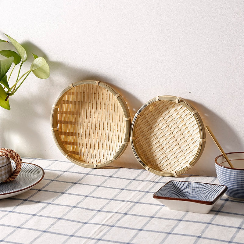 Close-up view of a Bamboo Basket Dish, showcasing its eco-friendly and stylish design, perfect for serving fruits, snacks, or as a unique centerpiece, get it now from the Lime shop in Australia.