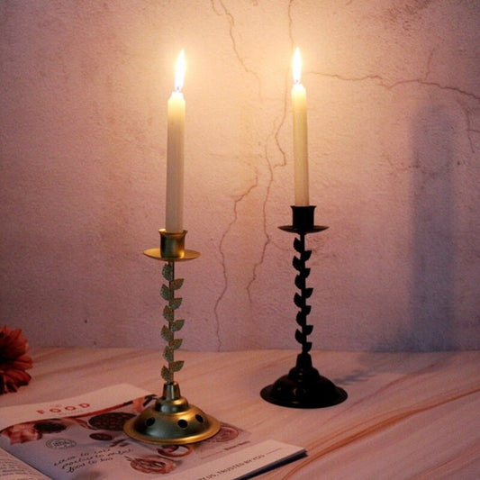 Exquisite Leaf Iron Candlestick