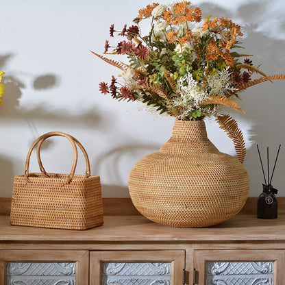 Hand-Woven Rattan Vase